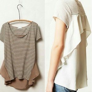 Anthropologie Meadow Rue Sideswing Stripe Tee